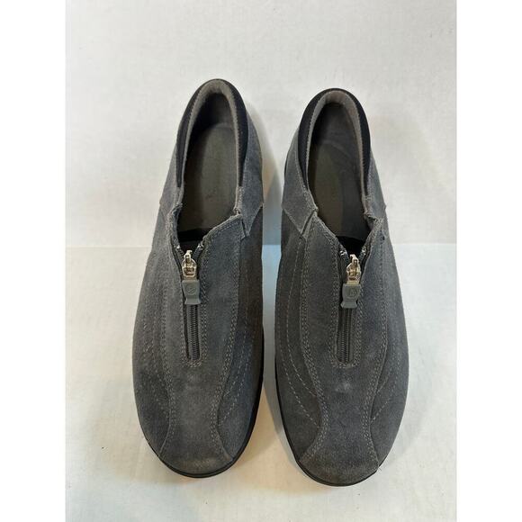 Grasshoppers Size 9.5 Gray Stretch Plus Zip Up Slipon Shoe Loafer Comfort Travel - Picture 3 of 10